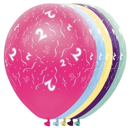 2 - nummer - div. Kleuren - latex ballon - 11 inch/ 27,5 cm