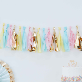 Tassel/ Slinger -  Roze-Blauw-Goud-Geel - 2 Meter -DIY