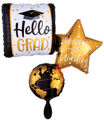 Hello Grad, The World is Waiting- XXL- 3 in1 FolieBallon- 32x34 Inch/81x86cm