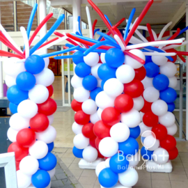 Ballonnen pilaar - standaard - Rood , Wit, Blauw - met sprieten