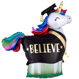 Geslaagd Unicorn Believe - XXL - Folie ballon - 33x32 inch/83x81 cm