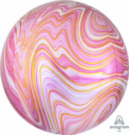 Marmer - Goud Roze / Wit  - Ronde Ballon - Orbz - 15x16 Inch / 38x40cm