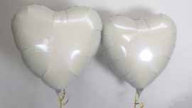 Hart - Wit - Folie Ballon - 18 Inch / 45cm