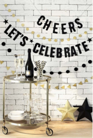 Letter Banner- Proost - Cheers - zwart - 50 cm lang - feestslinger - ballonplus