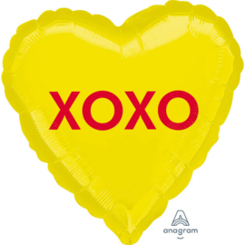 XOXO- Geel - Hart Folie Ballon - 17 Inch/43 cm