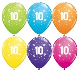 10 - nummer div. Kleuren - latex ballon - 11 inch/27,5m