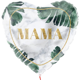 Mama - Hart Ballon -Marmer en Blad - 18Inch/45