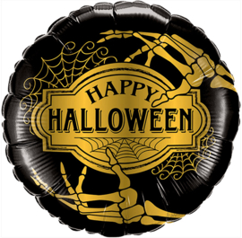 Happy Halloween - Zwart/Goud - Folie Ballon - 18 Inch/46cm