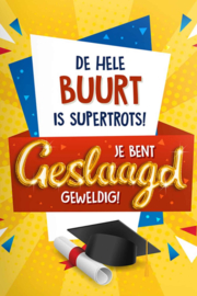 Geslaagd Kaart incl. Geslaagd folie ballon van 1 meter in het Goud