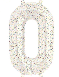 Cijfer - 0 - nummer - Spikkels - Div. Kleuren - Folie ballon (lucht) - 16inch / 40 cm