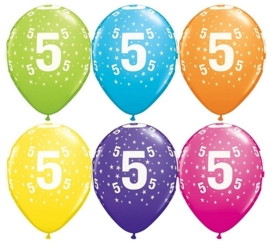 5 - nummer - div. Kleuren - latex ballon -11 inch/27,5cm