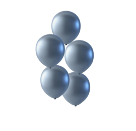 Zilveren latex ballonnen om te vullen met helium - Metallic zilver - glans ballonnen - 30 cm - 5stk