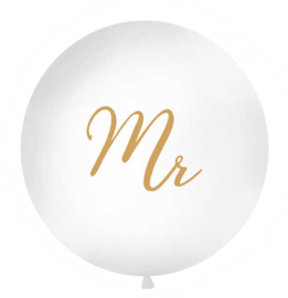 Mega latexballon- MR / MRS. - man /vrouw - ballon huwelijk bruiloft - decoratie mega grote ballon -  90 cm - wit - helium of lucht ballonplus