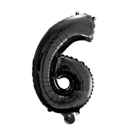 Cijfer - 1,2,3,4,5,6,7,8,9,0, - Zwart -Folie Ballon - Nummer - 16 inch/41cm(lucht)