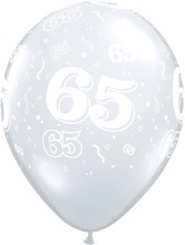 65 - nummer - Doorzichtige  - latex ballon - 11 inch/27,5cm