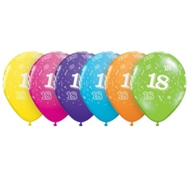 18 - Nummer - div. kleuren -  Latex Ballon - 11 Inch / 27,5 cm