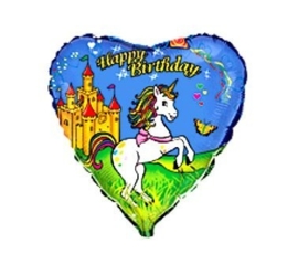 Eenhoorn / Unicorn - Happy Birthday - Hart Folie Ballon - 18Inch / 45cm