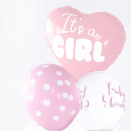 It's a Girl - Roze - Hart Folie Ballon - 18 inch/45cm