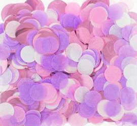 Confetti  - Rond -Roze /Paars / Zilver - 1,5 + 2cm/20 gr