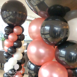 Ballonnen Pilaar - Classic - Zwart-Rose Goud-Pearl White