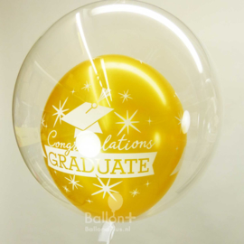 Geslaagd - Congratulations Graduate - Deco Ballon Transparant - Goud / Zilver - 20 Inch / 50 cm