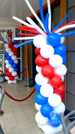 Ballonnen pilaar - standaard - Rood , Wit, Blauw - met sprieten