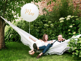 Mega latexballon- MR / MRS. - man /vrouw - ballon huwelijk bruiloft - decoratie mega grote ballon -  90 cm - wit - helium of lucht ballonplus