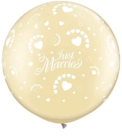 Just Married  - Pearl Ivory - XXL - Latex Ballon - 30 inch/ 75cm