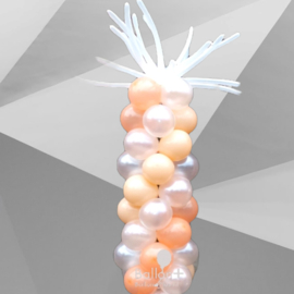 Ballonnen pilaar - Classic - Peach, Pearl Wit, Toffee - met sprieten