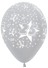 25 -   Zilver - latex ballon - 11 Inch. / 27,5 cm