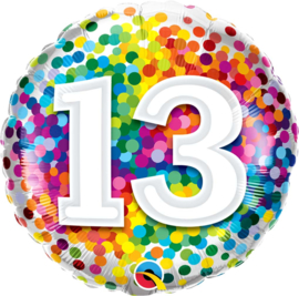 13 - Regenboog Confetti Folie Ballon - Rond - 18in/45cm