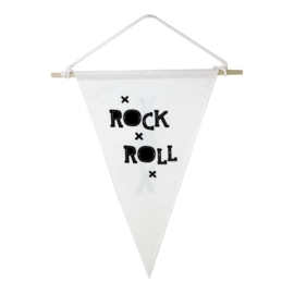 A Little Lovely Company - Kids - Muur vlag - x Rock x Roll x / XOX - 2 kanten bedrukt - Woonaccessoire