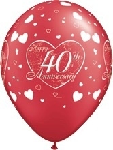 40 jaar -  Getrouwd -  Latex Ballon - 11Inch / 27,5cm - 5 st