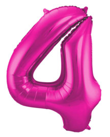 Cijfer - 1, 2, 3, 4, 5, 6, 7, 8, 9, 0 - Fuchsia Roze - XXL Folie ballon - Nummer - 34 Inch/ 86cm.