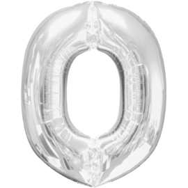 Letter O ballon zilver 86 cm - folieballon letter alfabet helium of lucht