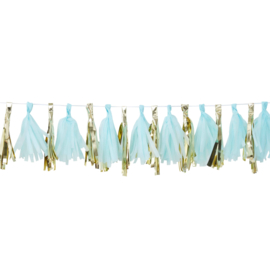 Tassel - Slinger Baby Blauw / Goud - 2 Meter -DIY