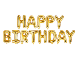Happy  Birthday - Goud - Slinger van letters /folie ballonpakket - 35 cm /geschikt voor lucht vulling