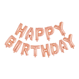 Happy Birthday - Rose Goud - Folie Ballonnen - 16 inch/41 cm/ geschikt voor lucht vulling