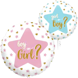 Boy or Girl?Folie ballon - Rond - 2 Kanten bedrukt - 18 inch/46 cm -Gender Reveal Party
