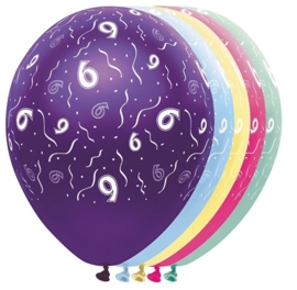 6 -  nummer -div. Kleuren -  latex ballon- 11 inch/27,5cm