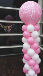 Ballonnen pilaar - standaard - It's a girl! (Roze & Wit)