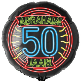 Abraham 50 jaar - Neon Rond Folie Ballon - 18 inch/46cm