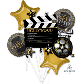 Hollywood, Party Time, Cheers, Film Folie Ballon Boeket - div. maten