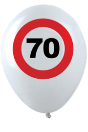 70- cijfer- verkeersbord  - latex ballon - 11 inch/27,5cm - 6 st.