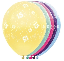 15 - Nummer - div. kleuren -  Latex Ballon - 11 Inch / 27,5 cm