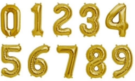 Cijfer - 0 - nummer - Goud - Folie ballon (lucht) - 16inch / 40 cm