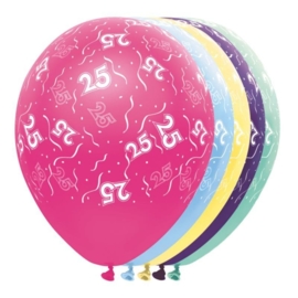 25 - Nummer - div. kleuren - latex ballon - 11 Inch. / 27,5 cm