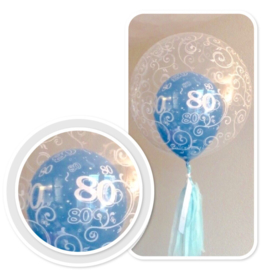 Decoratie Helium Ballon - met Tassel Blauw - 80 - Fancy Filigree - 24 Inch/60cm