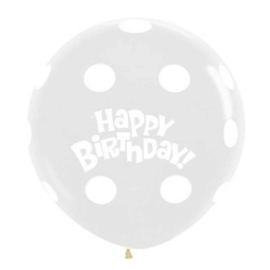 Happy Birthday -  Stippen - XXL Doorzichtige Latex Ballon - 36 inch/90cm