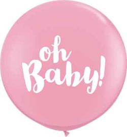 Oh Baby! - Roze Latex Ballon XXL -Latex Ballon - 36Inch / 90cm